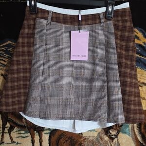 Avec Les Filles Multi-Plaid Mini Skirt